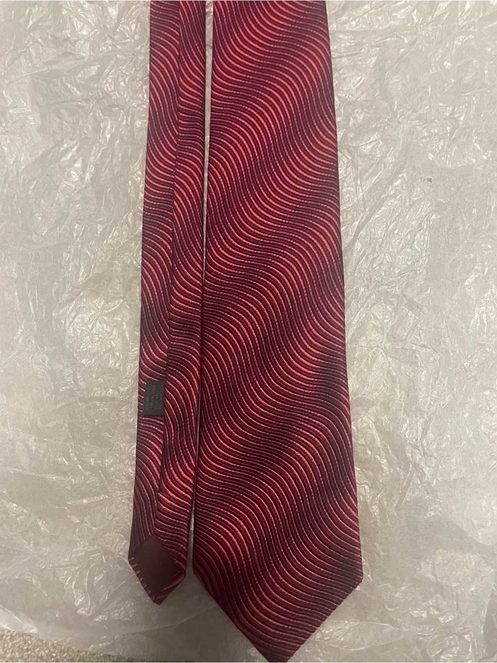 Barneys New York Burgundy Red Wavy Silk Tie